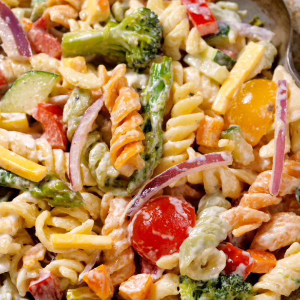 Summer Pasta Salad with Peaches